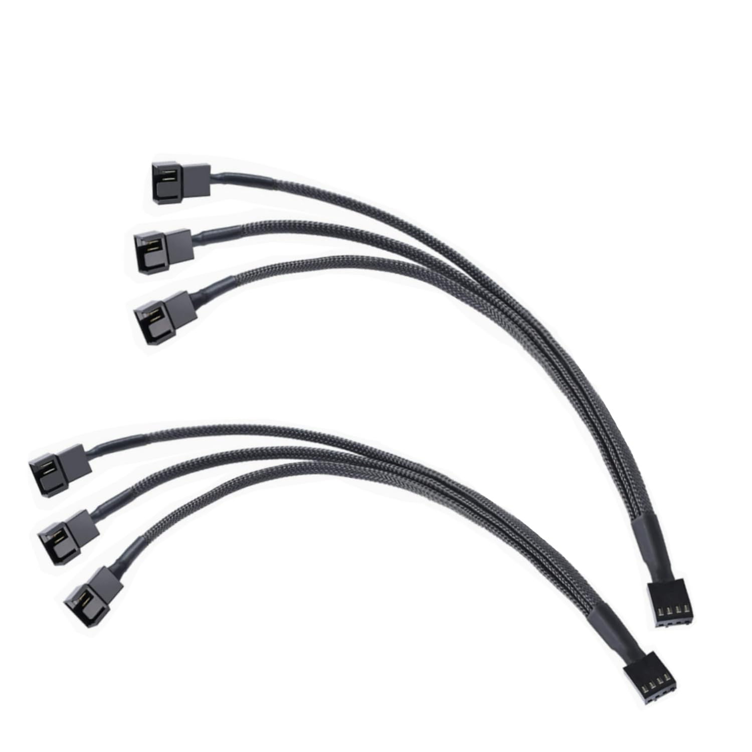 2er-Pack 3-Wege-PWM-Lüfter-Splitterkabel – 27 cm, 1 x PWM Master auf 2 x Follower, PC-Gehäuselüfter 1 bis 3 Splitter für synchronisierte Kühlung