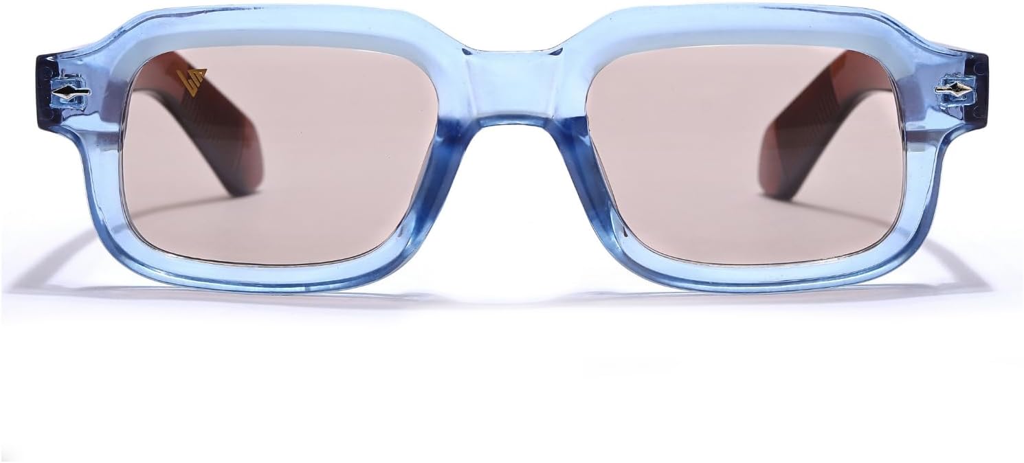 EDGY Rectangular Sunglasses Unisex – Medium Size Multicolor Frames – 100% UV400 Protection – Pinterest Style Fashion Shades – Cozy Packaging Included