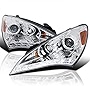 Spec-D Tuning LED Style Chrome Projector Headlights Clear Head Lamps Compatible with 2010-2012 Hyundai Genesis 2Door Coupe Left + Right Pair Headlamps Assembly