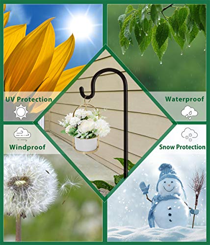 Artibear Adjustable Outdoor Shepherd Hook Stand With 5 Prong Base, 76 Inches Tall 3/5 In Thick, Shiny Black (1 Packs) #TOP6