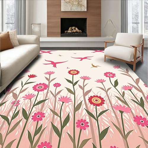 ODIKA Flatwoven High Traffic Area Rug 5x7, Abstract Meadow with