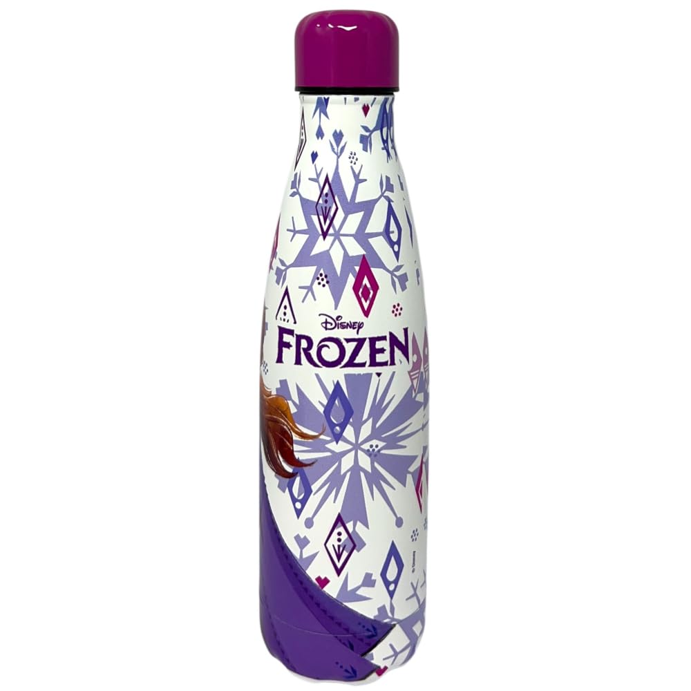 CARTOON Bottiglia termica in acciao inossidabile con tappo svitabile, borraccia termica in acciaio inox per bambini ragazzi, 500 ml (Frozen, bianco)