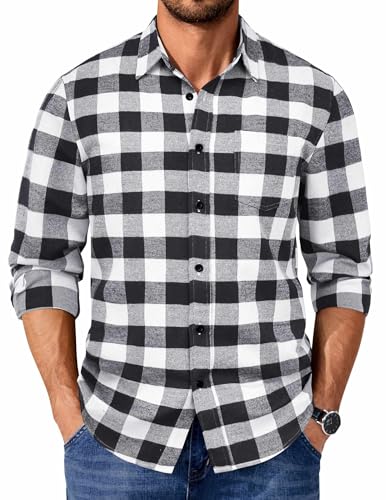 COOFANDY Mens Flannel Shirts Long Sleeve Casual Plaid Shirt for Men Button Up Shirt Jackets with Pocket