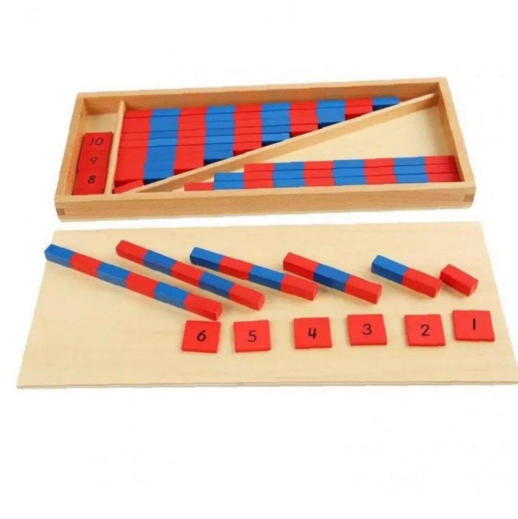 Amazon.co.jp: モンテッソーリの子供の数字の棒赤と青の数字の棒子供の