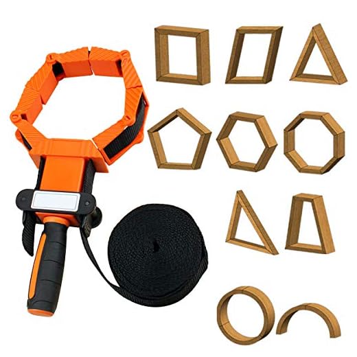 FAMKIT Woodworking Strap Clamp Adjustable Ratchet Band Clamp Miter Mitre Vise Tool for Cabinets, Drawers, Barrels