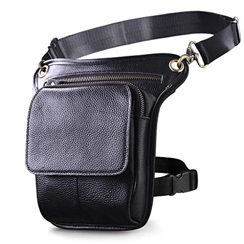 Le'aokuu Bolsa masculina de couro com ombro de mensageiro bolsa esportiva para ciclismo, Black 2, Small