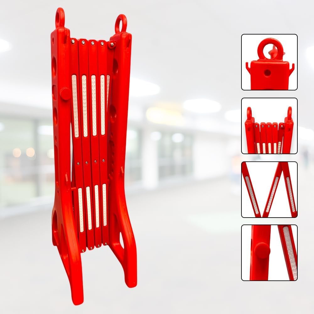 Berry Barrera móvil expandible – Barricada plegable de plástico de 8 pies, barrera portátil reflectante, puerta temporal para seguridad de peatones, eventos, escuelas, trabajos de mantenimiento, 1