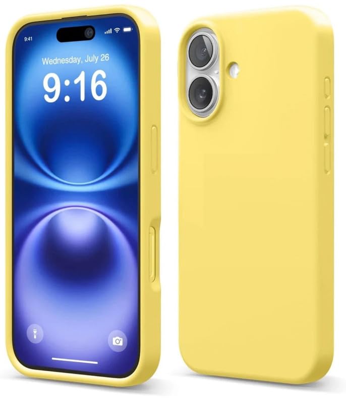 Image of Premium Liquid Silicone Case for iPhone 17 (6.1 Inch) - Slim Full Body Protective Back Cover with Soft Microfiber Lining, Anti-Slip Grip Scratch Resistant Phone Case(Yellow)