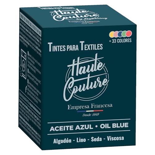 HAUTE COUTURE - Tinte para Ropa y Textil Azul - 350g - Azul Aceite - Tinte Textil Todo en uno - Listo Para Teñir Ropa y Tejidos