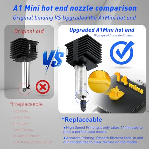 Image of 3D Printer Hotend for Bambu Lab A1 Mini 0.4mm a1 Extrusion Head, Removable Hardened Steel 0.4mm Nozzle with High Temperature Resistant Silicone Sleeve