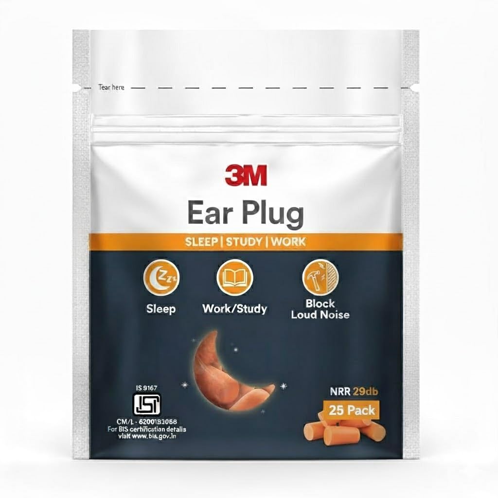 3M Ear Plug for Sleep, Study & Work | NRR 29dB Noise Reduction | Comfortable Foam Earplugs | 125 Pairs in 25 Pack-image-31