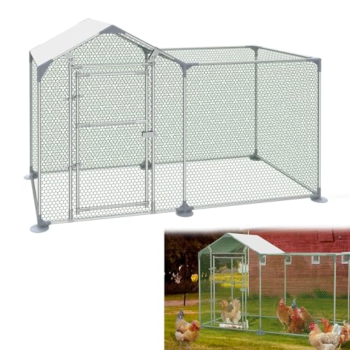 YRHome Gallinero para gallineros, 2 x 1 x 1,5 m, con marco de acero galvanizado con PE
