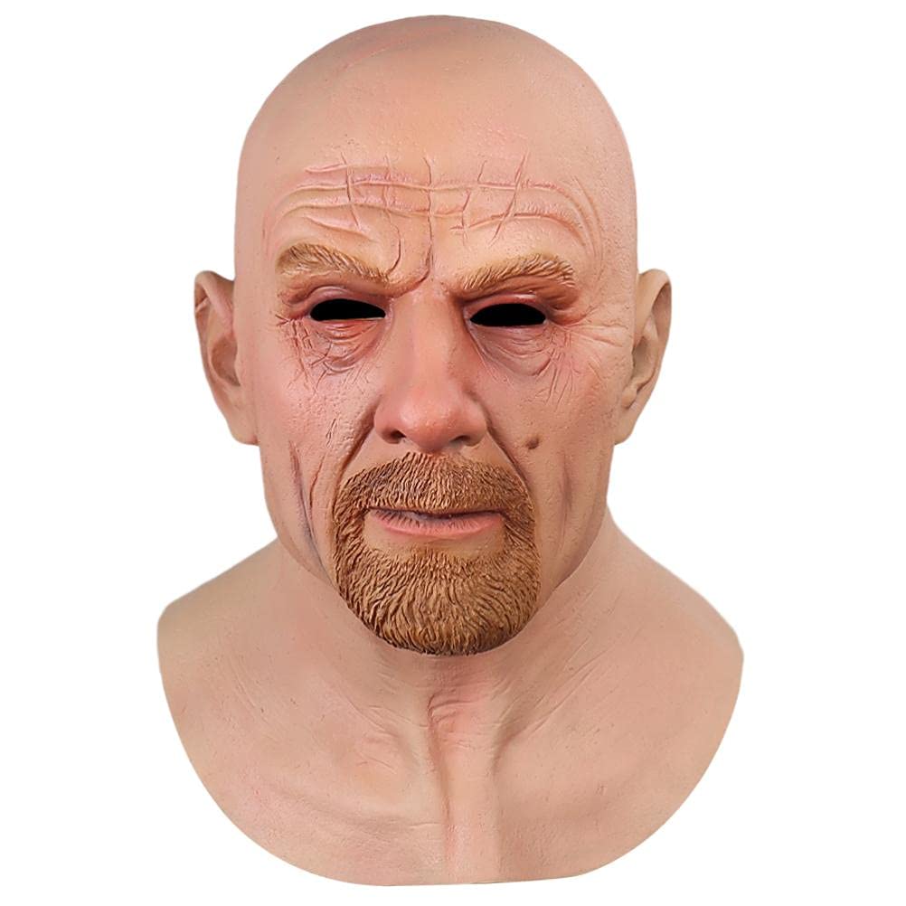 Egujiwa Realistic Old Man Mask Halloween Latex Headgear Scary Halloween Cosplay Party Props (European regulations)