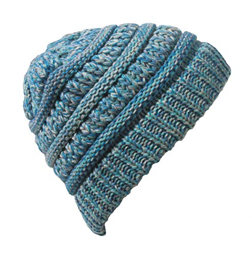 Kids Soft Cable Knit High Ponytail Winter Beanie2