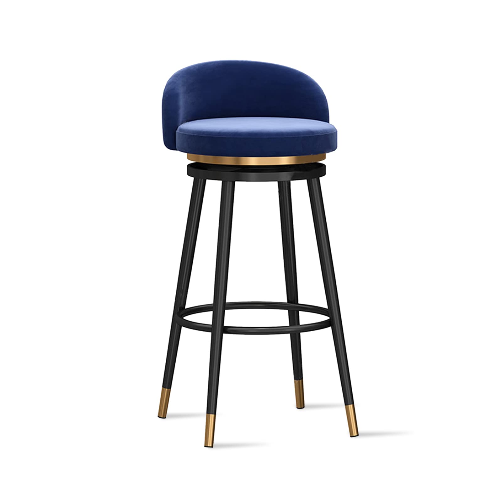 IUokLU Velvet Barstools with Back Modern Kitchen Stools for Breakfast Bar Upholstered Swivel Counter Chair for Kitchen Island 1 PCS(Blue-1 PCS)