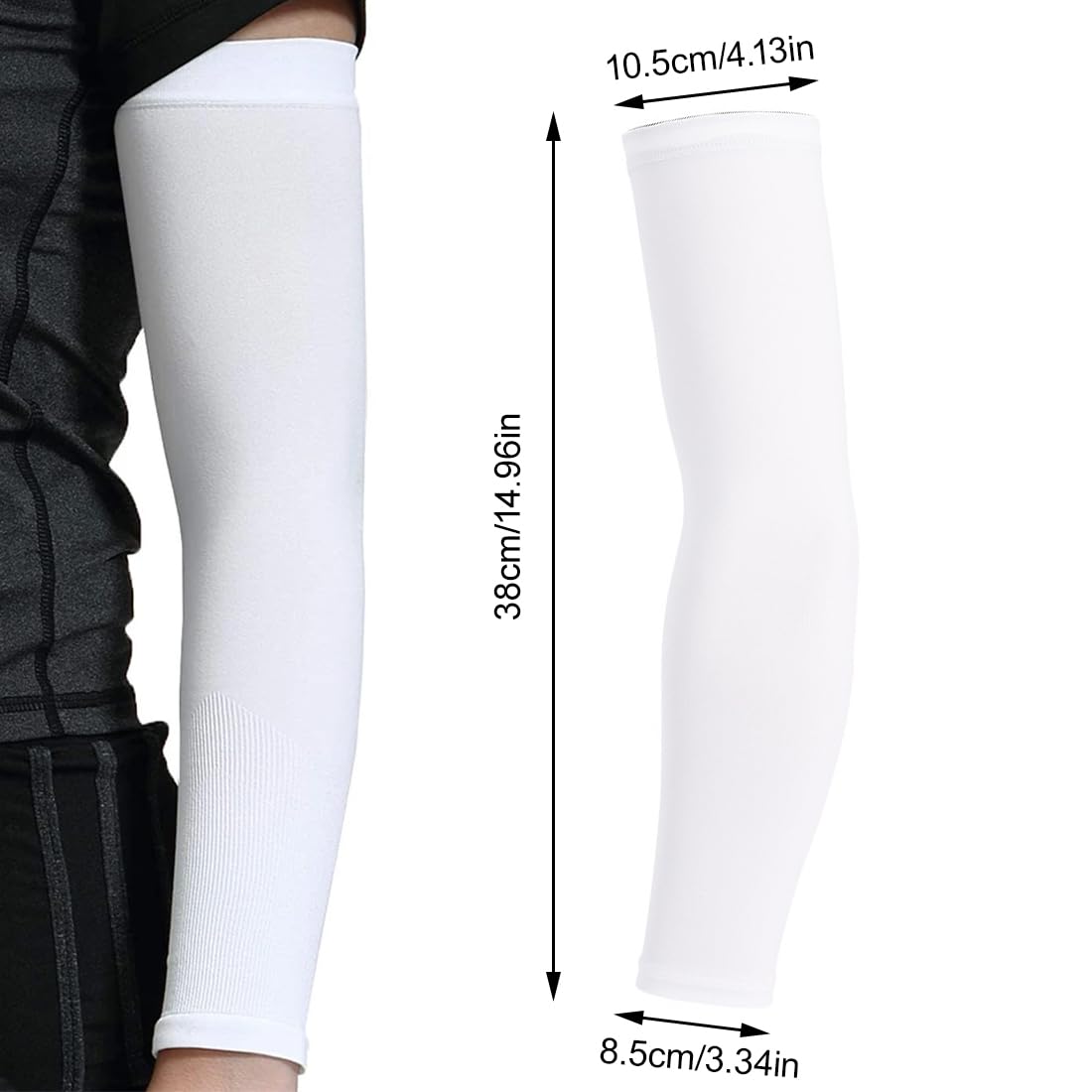 2 Paires Manchette Bras Femme Homme, Unisexe Soie Glacé Manche de Protection Solaire, pour Sport Running Golf Cyclisme