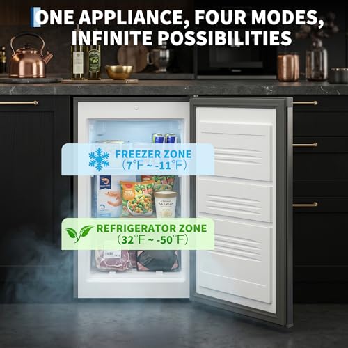 Image of 3.1 Cu.ft Upright Freezer, Single Door Stand Up Freezer with Adjustable Shelves, Mechanical Temperature Control, Freestanding Deep Freezer for Garage, Kitchen, Home Use