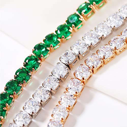14K Gold Plated Tennis Bracelets Colorful Sparkling Cuban Zirconia Adjustable Ice Out Link Chain Slider Bangle Jewelry Dainty Bracelet for Women4