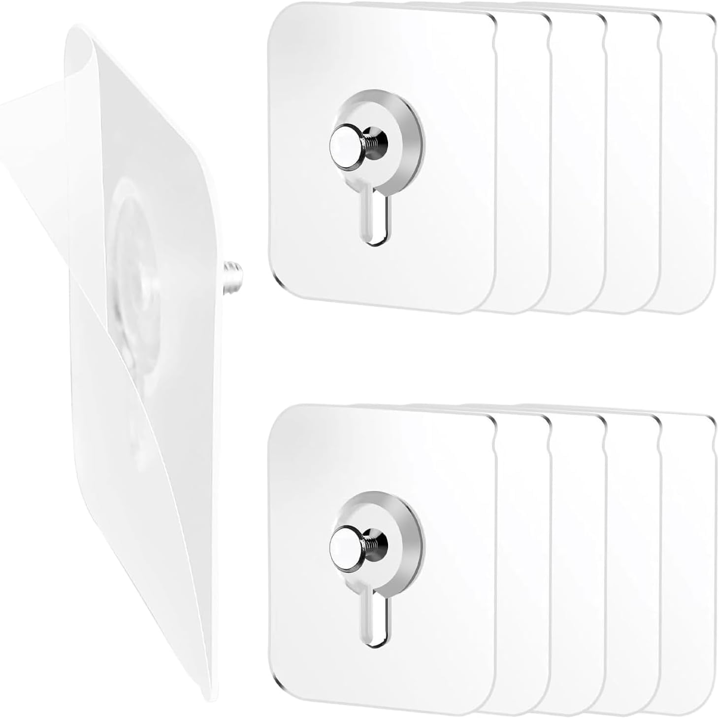 20 Pack No Nails Picture Hanging Hooks, Self Adhesive Transparent Wall Hangers, Strong Stick on Picture Hooks for Frames, Photos, Waterproof Nail Free Strips Without Damage, Holds Up to 5 KG