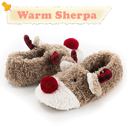 Image of The Metluks Cute Animal House Slippers, Warm Fuzzy Slipper Socks with Grippers Non Slip, Cozy Funny Gifts