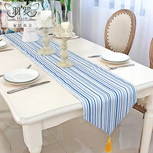 Home decoration table runner Table Runner BlueModern Simple Blue Stripe Pattern Printed Table Runner Bed Flag Household