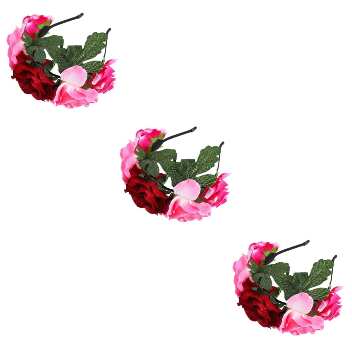 FOMIYES 3 Piezas Venda Diadema Dia De Los Muertos Diadema De Flores De Boda Diadema De Flores Navideñas Tocado De Flores Mexicanas Diadema De Flores De Mascarada Tela Cosplay Maquillaje