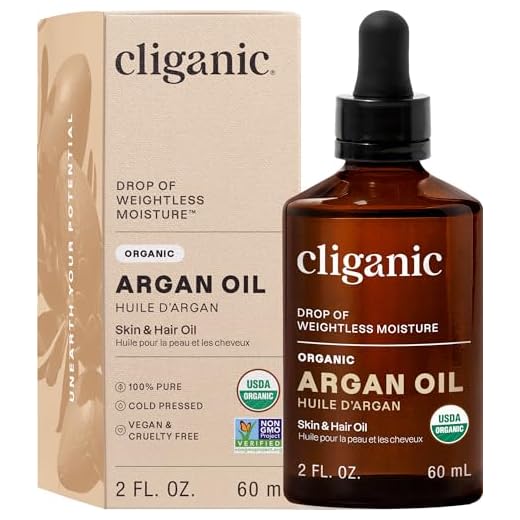 Cliganic Organic Argan Oil, 100% Pure | for Hair, Face & Skin | Cold Pressed Carrier Oil, Imported from Morocco