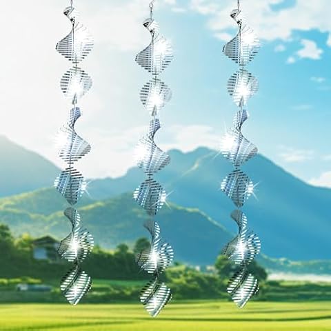 Bird Scare Discs Highly Reflective Double-Sided Bird Reflectors Sparkly Wind Spinner Outdoor Metal Garden Decor to Scare Bird Away from Yard Patio Farm Lawn (Fishbone) Cover