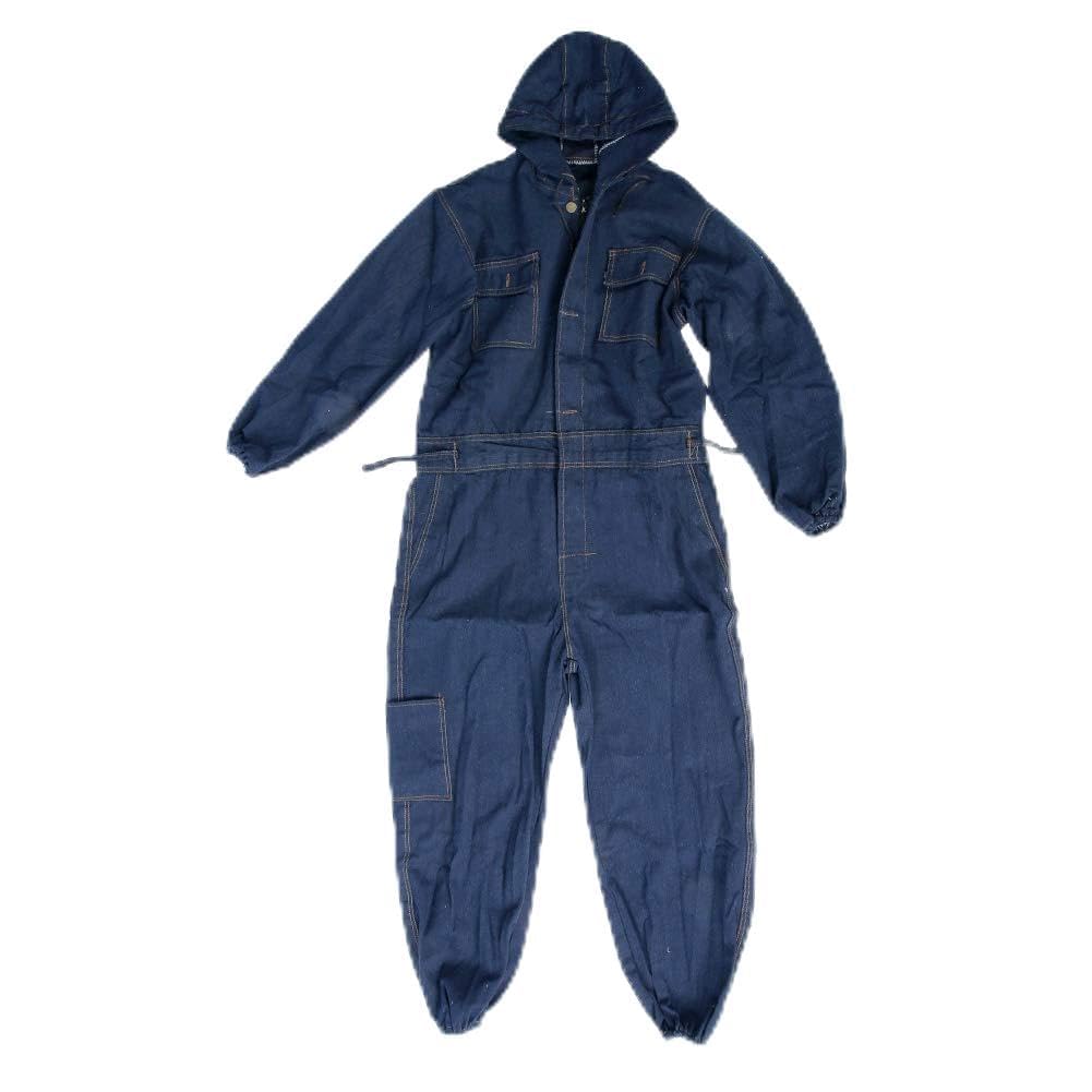 Traje de soldadura eléctrica con mono de mezclilla, conjunto de ropa de trabajo para seguridad laboral, monos reforzados y resistentes al desgaste con puños elásticos para