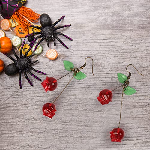 Skull Cherry Earrings/Red Skulls Earrings/Halloween earrings/funky spooky quirky earrings/Nickel Free2