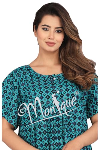 Image of Monique Brand 100% Pure Cotton Nighty for Woman | Floral Gown for Women Night Wear | Cotton Nighty for Women Stylish | Maxi for Women Cotton