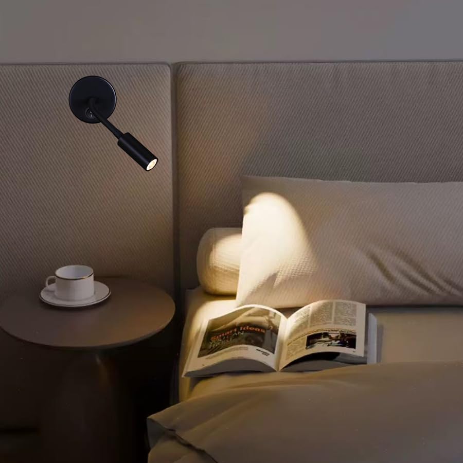 Image of LED Reading Lamp 3W Warm White 3000K for Reading Books Black Hardwired 2PCS (RS025)