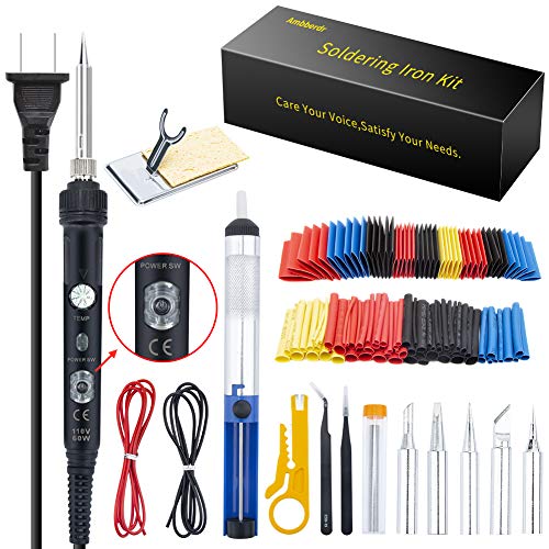 Ambberdr Safer Soldering Iron Kit Welding Tool, 60W Adjustable Temperature Soldering Iron