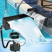 Teich Wasserfall für Gartenteich, 20cm Edelstahl Teichwasserfall Set Garten Teich Brunnen 304 Edelstahl 35W (2000 L/H) mit Wasserfall Deko Garten Teich Wasserspiel Patio Terrasse Außenteich (31CM)