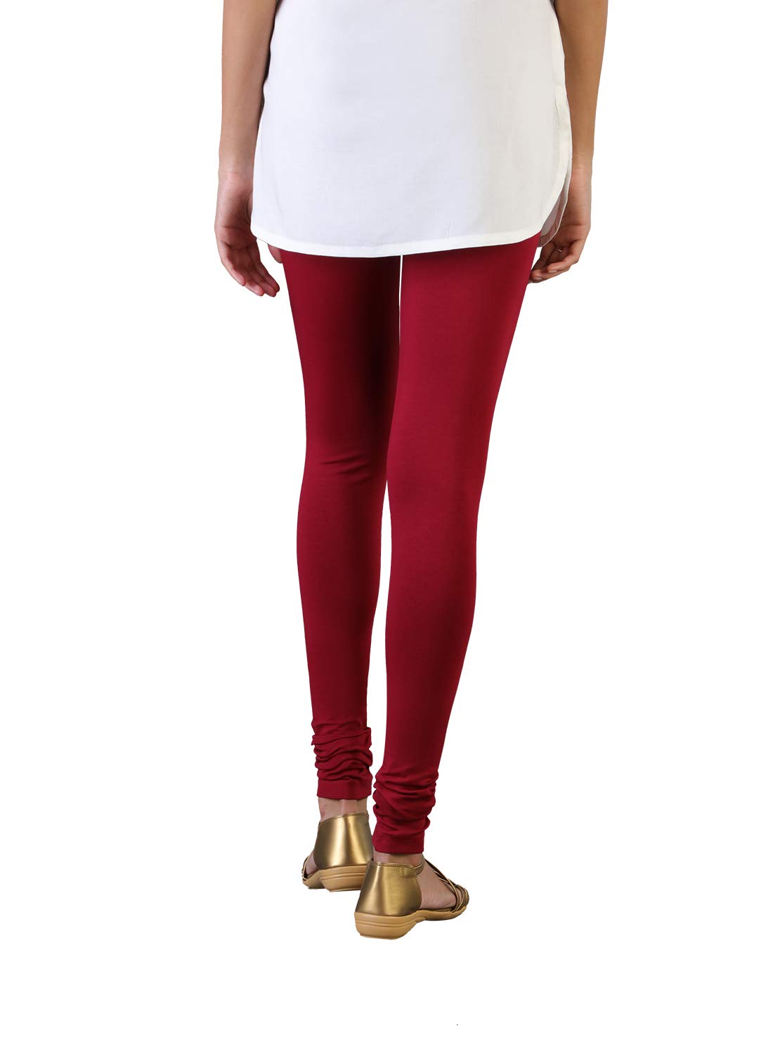 TWIN BIRDS Tailored Cut & Classic Fit Super Stretchable Mehandi Maroon Coloured Cotton Elastane Fabric Churidar Leggings for Women - (XL) - Image 5 thumbnail