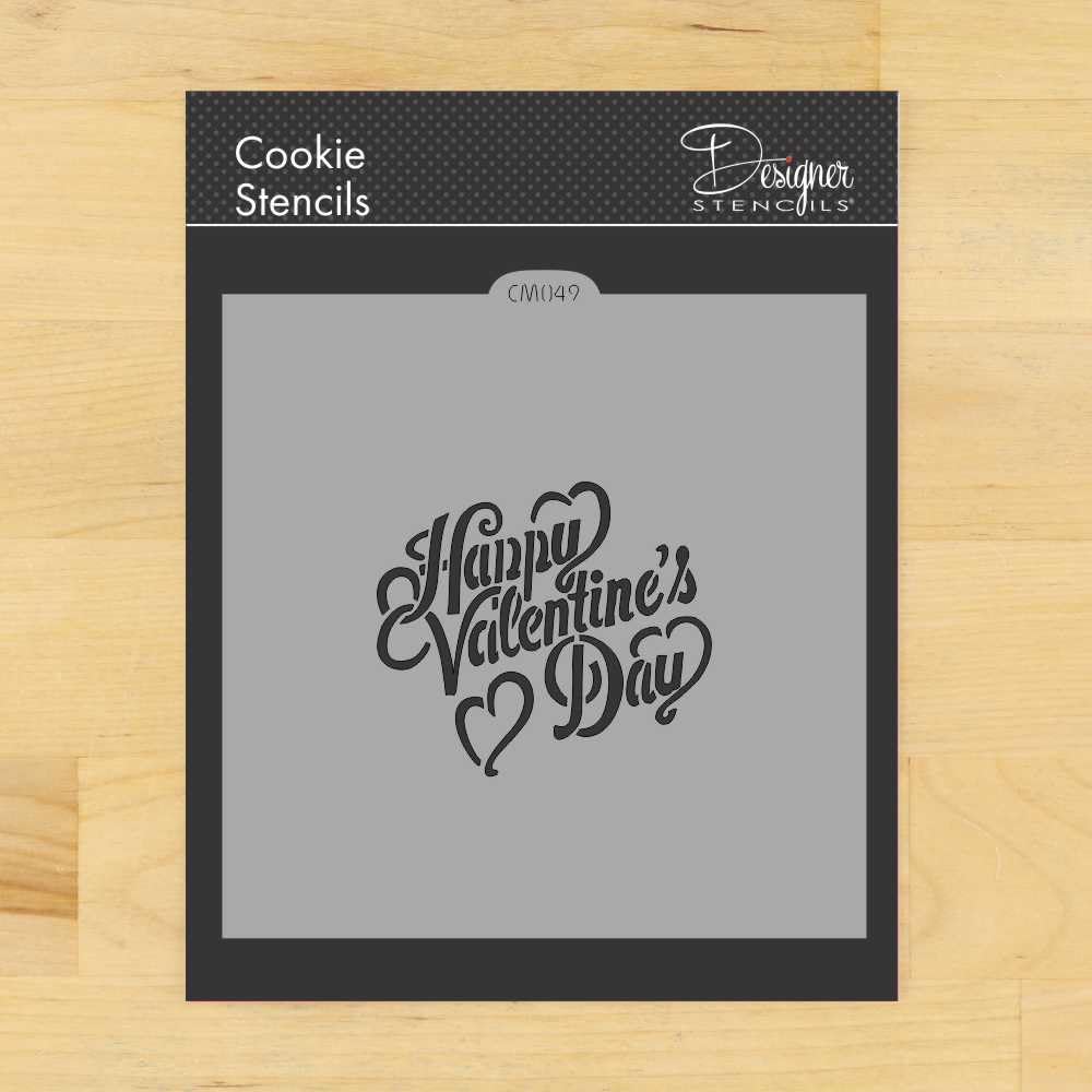 Chalkboard Written Happy Valentine's Day Cookie and Craft Stencil by Designer Stencils