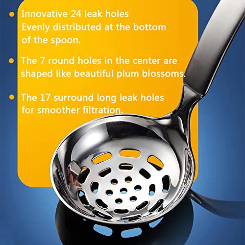 Collfa Soup Ladle Metal Sus304 Stainless Steel Ladles Spoon And Slotted Colander Spoon Set Small Soup Ladle With Holes Strainer Scoop Ladles For Serving Gravy Hot Pot Or Restaurant,2 Piece Set #TOP4