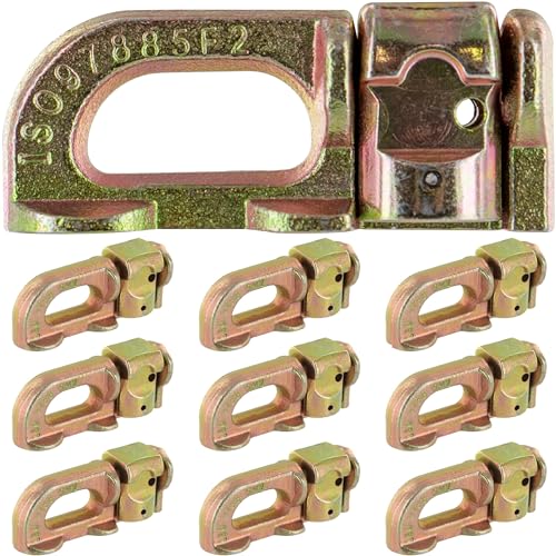 US Cargo Control L Track Double Stud Fitting (10 Pack) 5 000 Pounds Break Strength Use with L Track Rails in Truck Bed or Trailer to tie Down ATV Motorcycle Automatic Locking with Spring Release