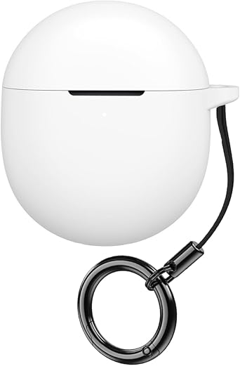 Protective for Google Pixel Buds 2A Case Cover Wireless Earbuds Silicone Material Shockproof Unique Portable with Carabiner White