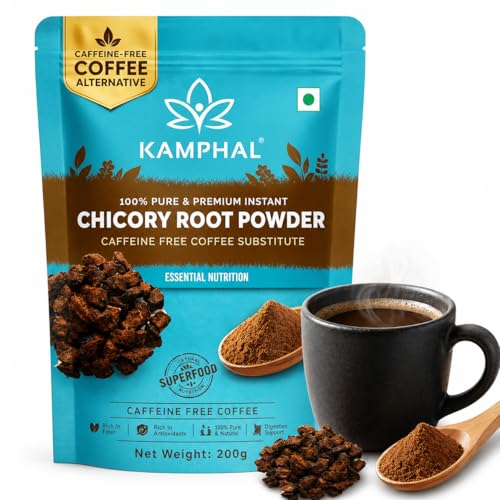 Image of Kamphal Instant Roasted Chicory Root Powder 200g | Caffeine Free Coffee Substitute, Brew with Coffee and Other Beverages
