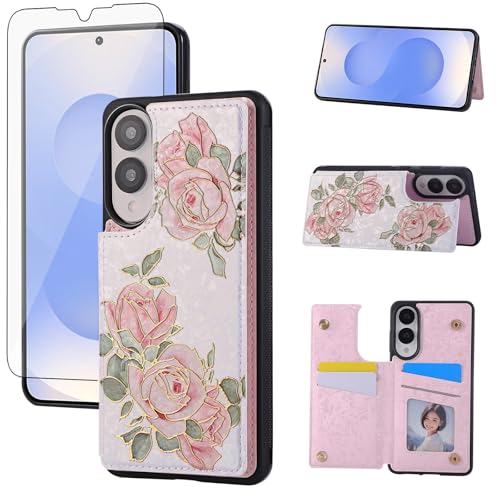 Coque Samsung S25 Edge avec protège-écran verre trempé et porte-cartes intégrés