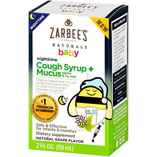 Image of Zarbee's Baby Agave & Ivy Leaf Cough Syrup + Mucus Grape Nighttime Dietary Supplement, 2 Fl Oz