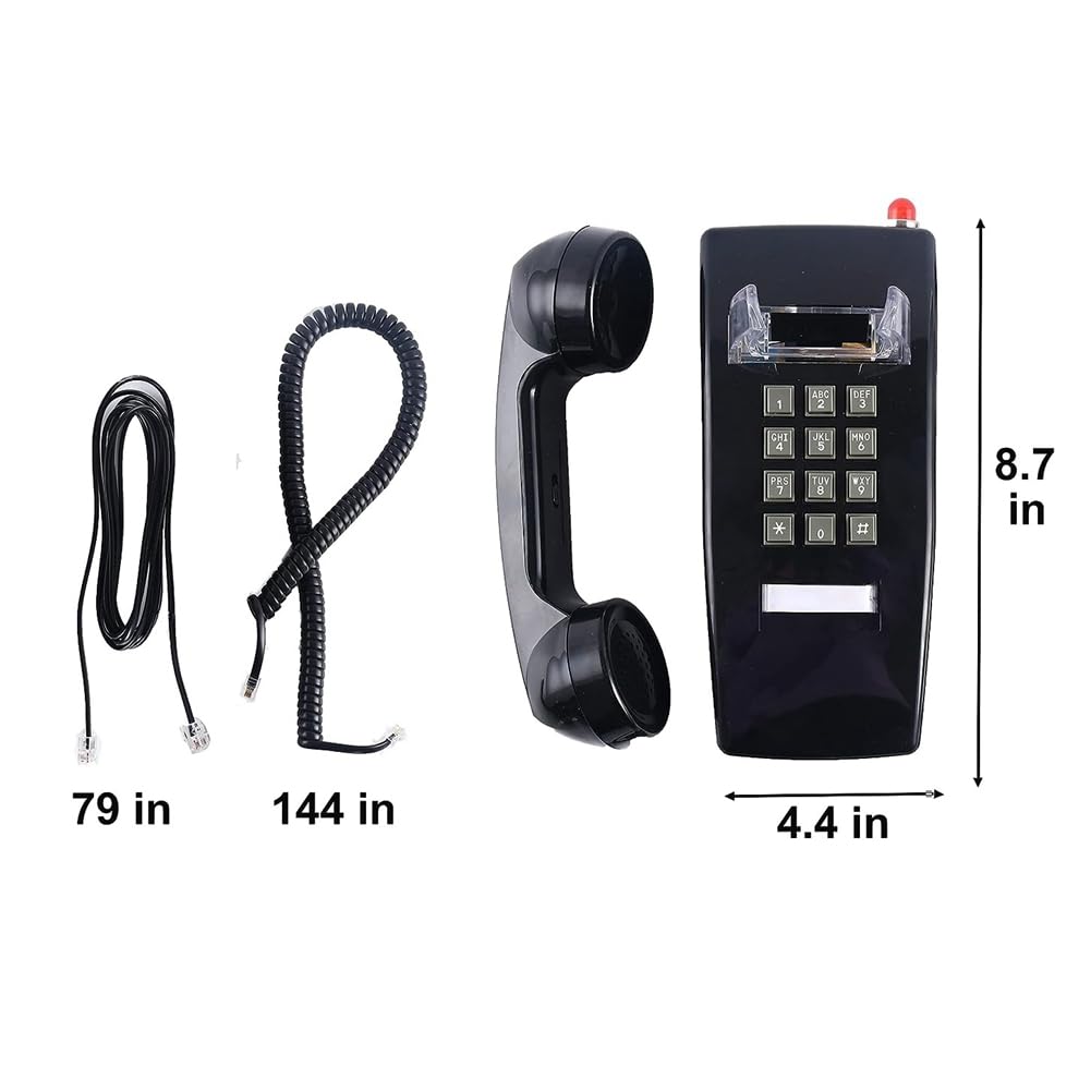 Telefoni da Parete Classici per Rete Fissa con Suoneria Meccanica, Telefono da Parete A Singola 2554 con Indicatore di Segreteria Telefonica Facile da Installare Facile da Usare Nero