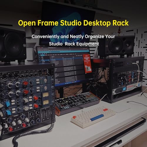 FMUSER 6U Open Frame Network Rack, Server Rack Shelf for Networking, Server, Audio and Video Equipment, Desktop AV Rack