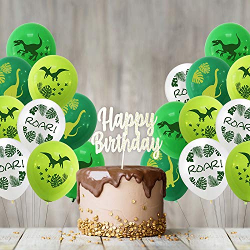 Dinosaurussen Latex Ballonnen, 12 Inch Witgroene Latex Ballonnen met Lint voor Baby Shower Dino Jungle Jurassic… - Image 7