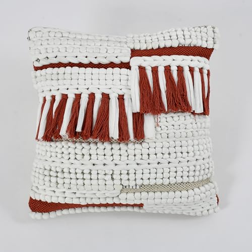 Image of TIB Premium Boho Decorative Throw Cushion Covers, 16 x 16 cm, Set of 2, Cotton. (Maroon Waterfall)-230 TC