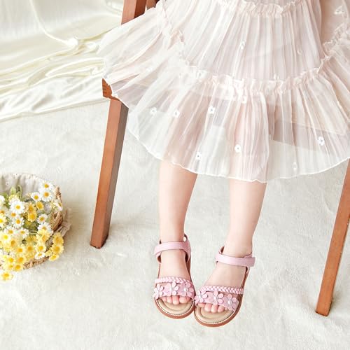 Image of Kolan Toddler Girl Sandals Open Toe Flat Princess Dress Shoes Little Kids