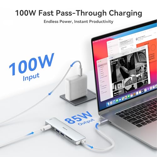 Image of USB C Hub HDMI Adapter for MacBook Pro /Air, MOKiN 7 in 1 USB C Dongle with HDMI