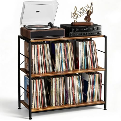 Image of Faesun M Vinyl Record Player Stand, RusticBrown