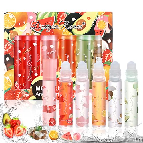 Miioto Set de Aceite Labial Transparente, 6 Piezas Brillo de Labios, Essence Gloss Voluminizador, Sabor a Fruta, Hidratante, Para Labios Secos y Agrietados